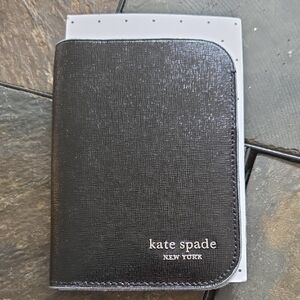 kate spade Black & Multi-color Glitter Leather Logo Passport Wallet